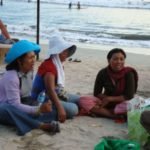 Beach sellers Kuta beach Bali