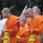 Young Buddhist monks in early morning