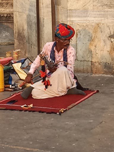 Muscian at Gangour Ghat