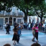 Tango dancers in square