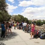 Queuing on Argentinian side of border